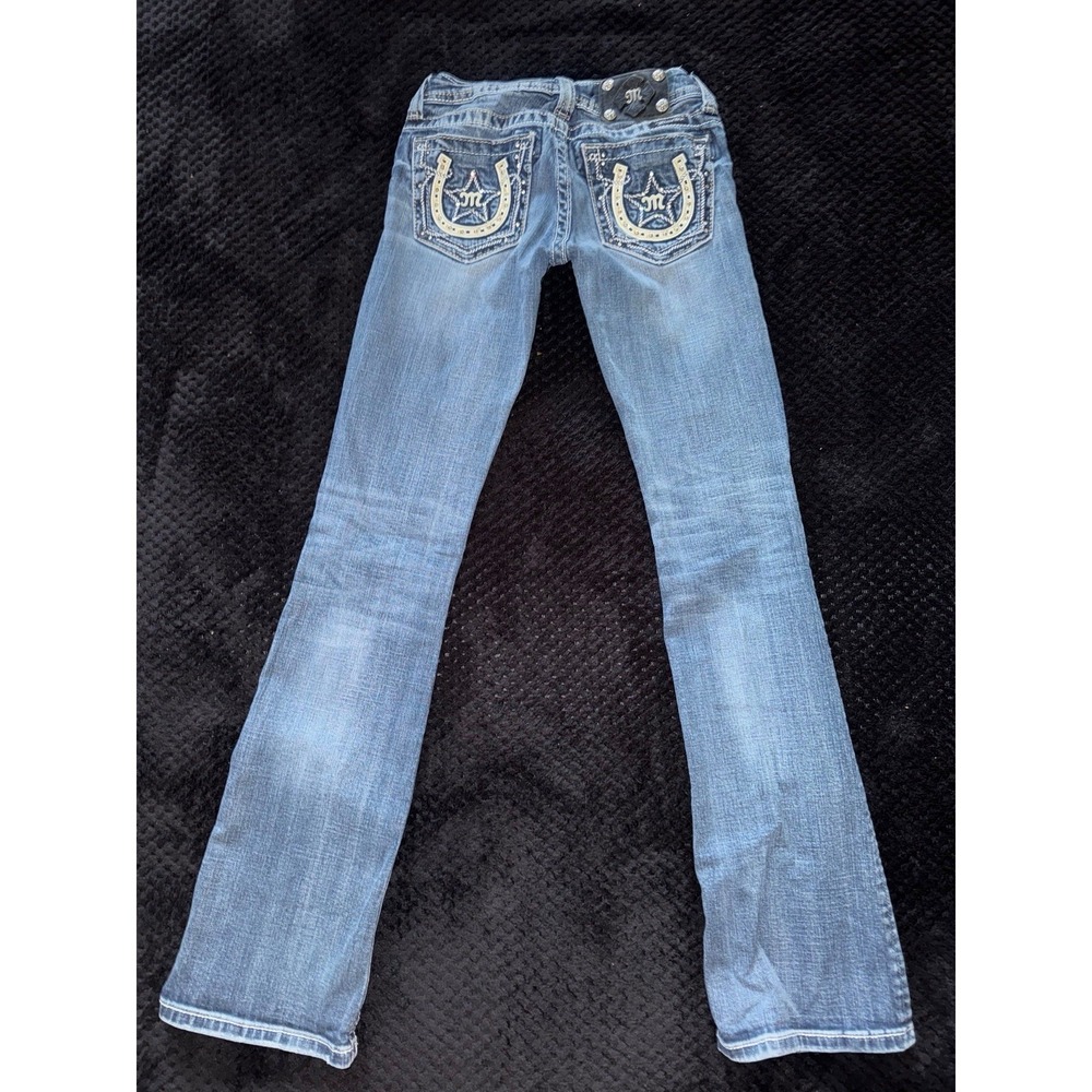 Miss Me Women's Boot Embellish Blue Denim Low Rise Medium Wash Size 25 - Picture 6 of 12